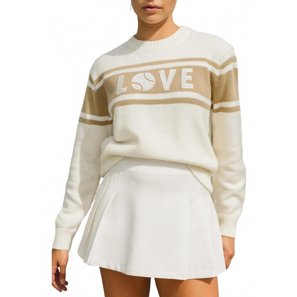 NEW RUNWAY ATHLETICS tennis love round neck sweater in ivory